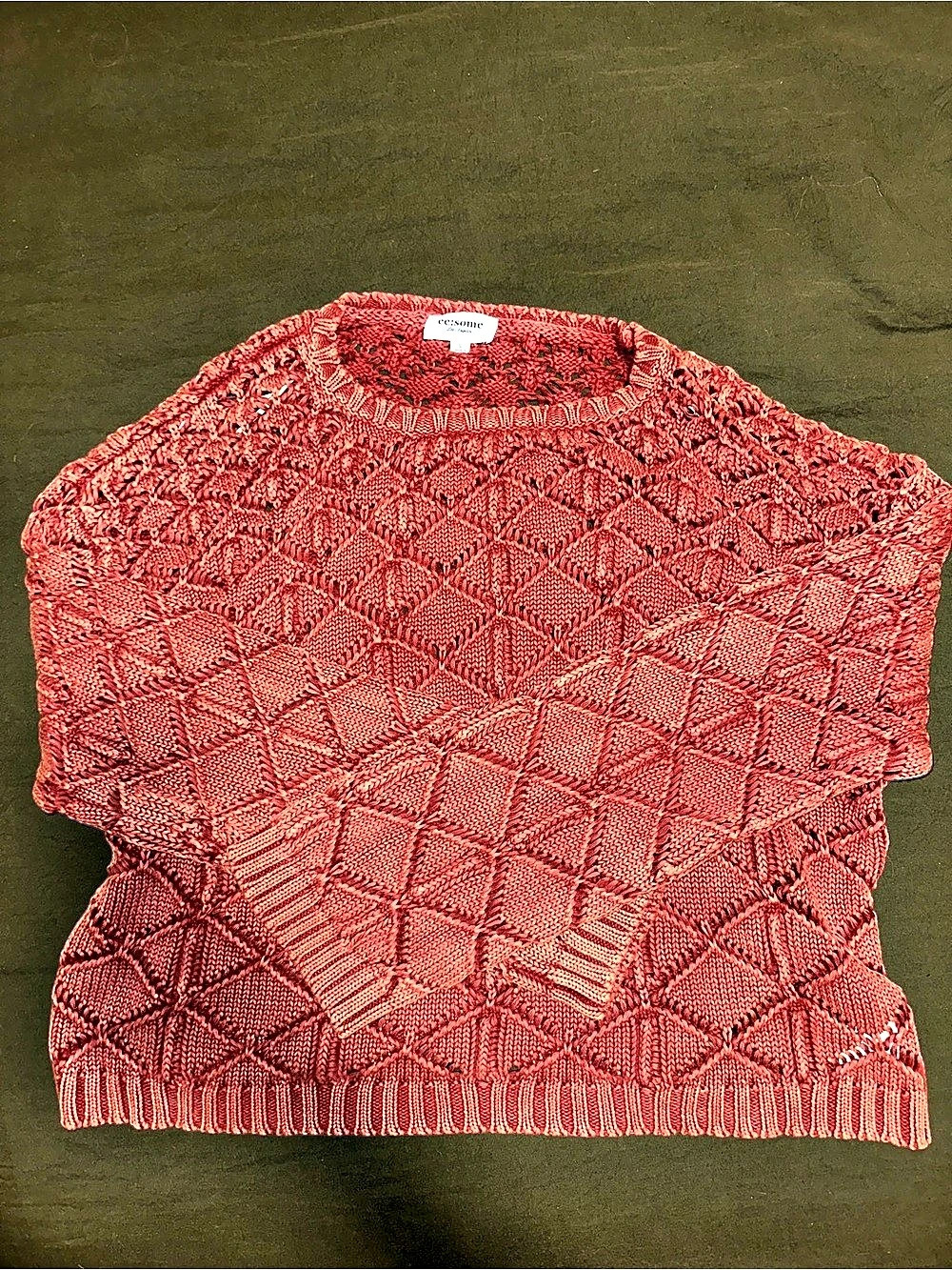 ee:some Geometric Cotton Sweater in Orange/Red Size Large